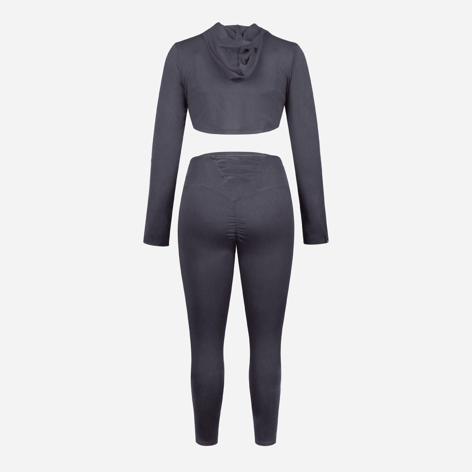 3 Pieces Yoga Fitness Set Gym Workout Cropped Hoodie Active Wear Sport Tracksuit